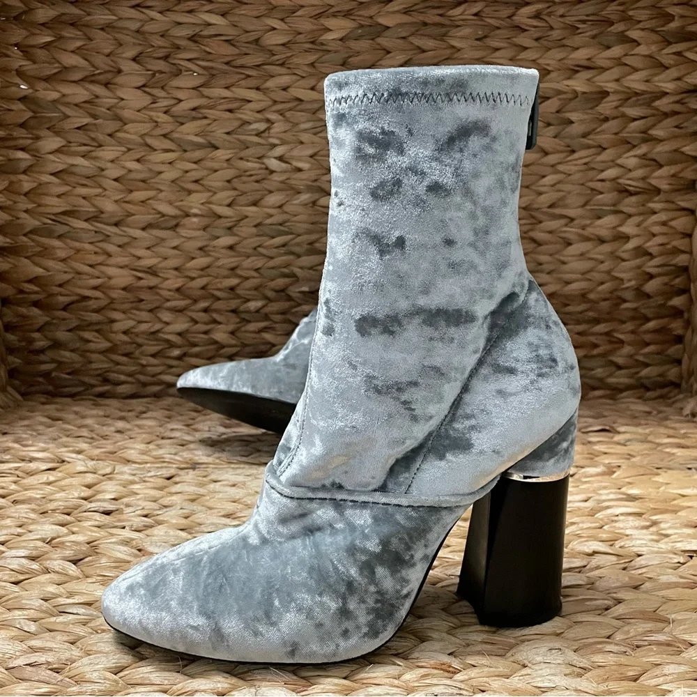 3.1‎ Phillip Lim Light Gray Velvet Boots Zipper